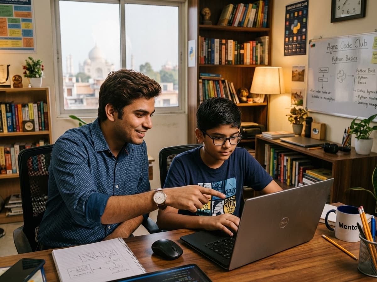 FutureMinds AI In-Home Mentor with Student in Agra